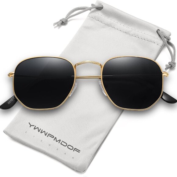 Accessories - Polarized Sunglasses for Womens Men Trendy Square Hexagonal Flat Mirrored Sun Gl